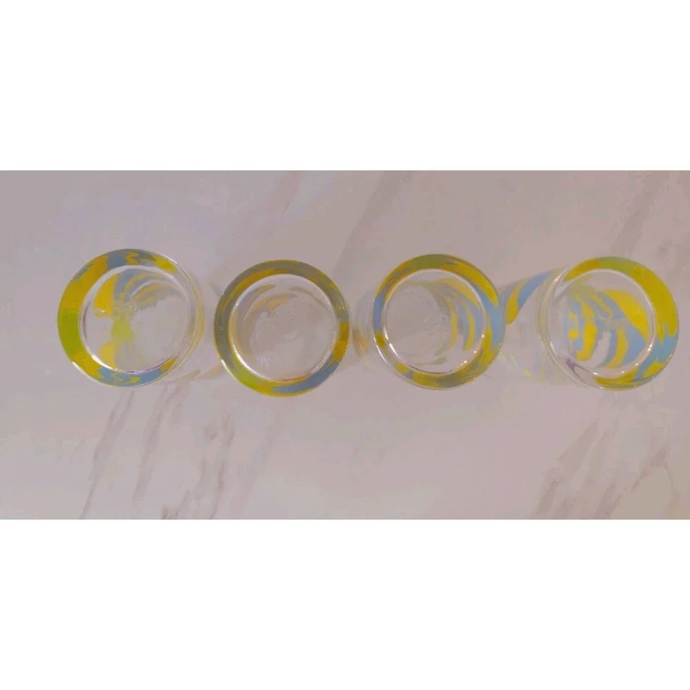 Set Of 4 Vintage MCM Drinking Glasses Tumblers Butterfly Midcentury Modern